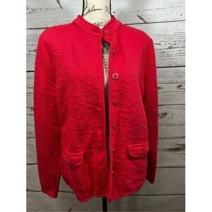 Isaac Mizrahi LIVE! pink Textured Button Front Jacket, Ladies Size‎ L